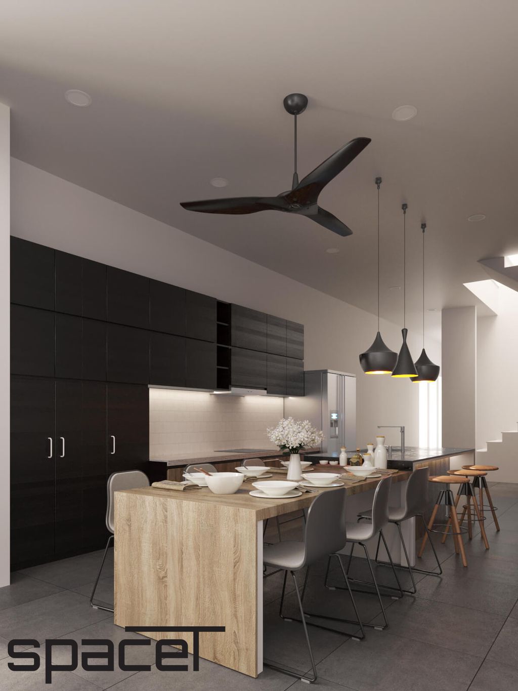 Phòng bếp, Phòng ăn - Nhà phố Đồng Nai 3PN - Phong cách Modern  | Space T