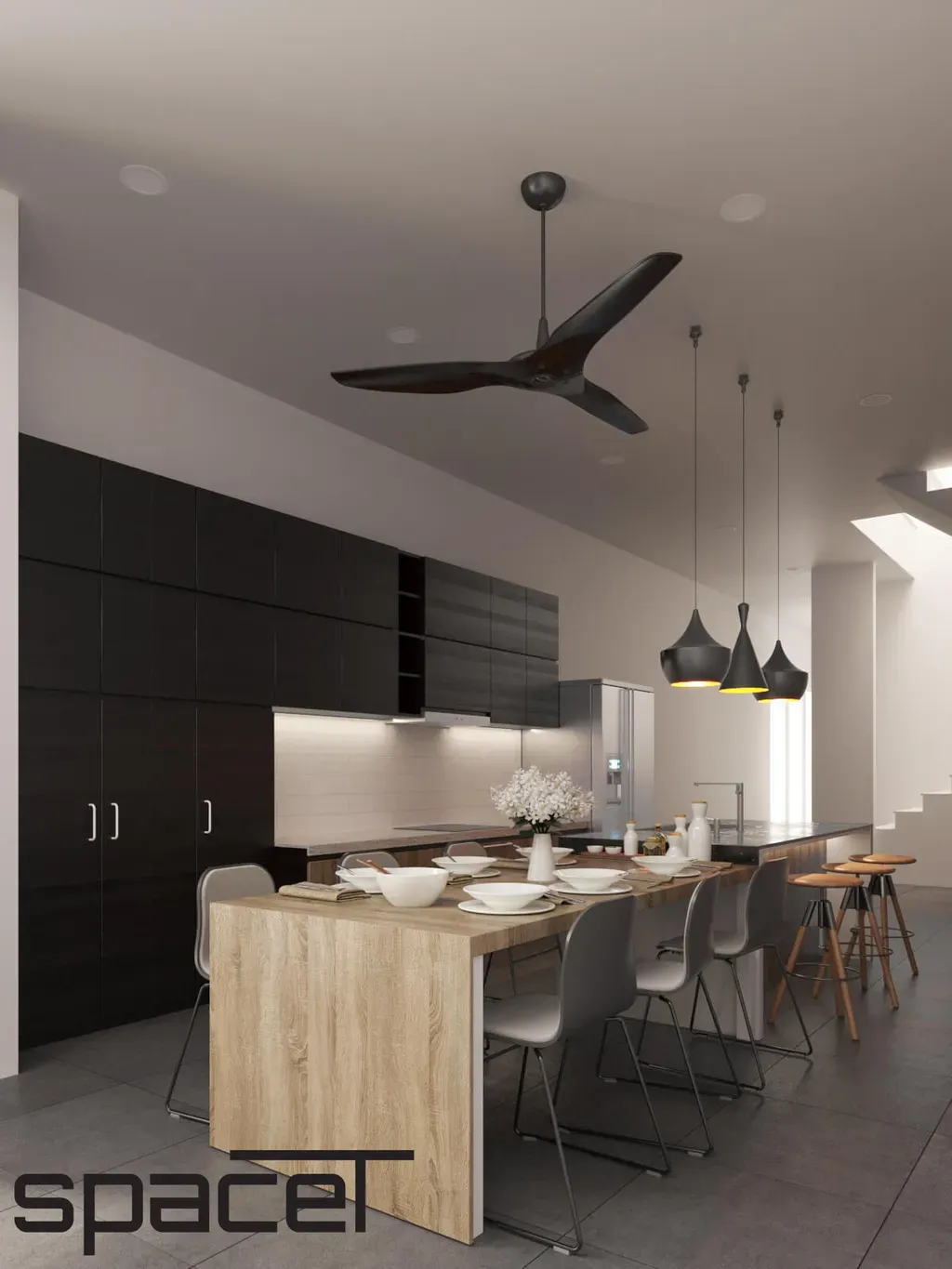Phòng bếp, Phòng ăn - Nhà phố Đồng Nai 3PN - Phong cách Modern | Space T
