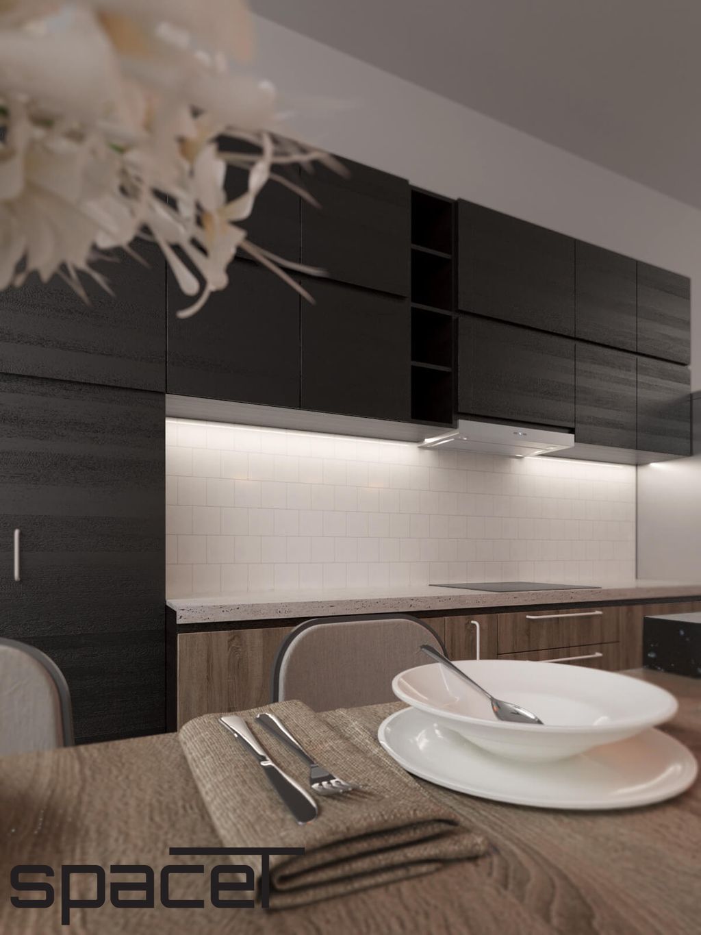 Phòng bếp, Phòng ăn - Nhà phố Đồng Nai 3PN - Phong cách Modern  | Space T