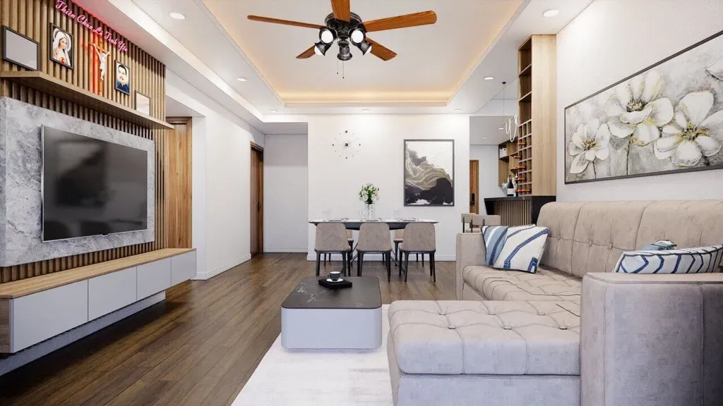 Phòng khách, Phòng ăn - Căn hộ Mizuki Park 5 - Phong cách Modern | Space T