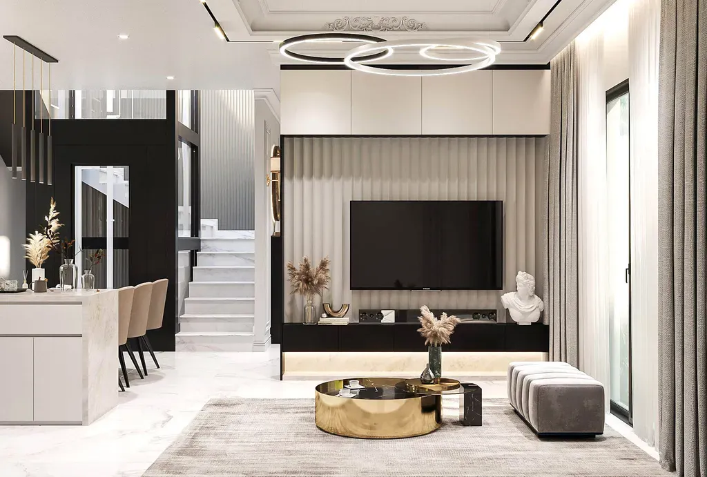 Phòng khách - Shophouse The Manhattan (Nhà mẫu) - Phong cách Modern Classic | Space T
