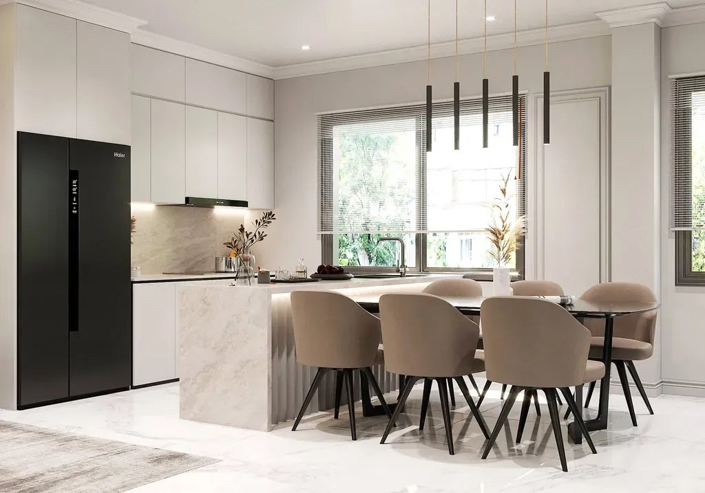 Phòng bếp, Phòng ăn - Shophouse The Manhattan (Nhà mẫu) - Phong cách Modern Classic | Space T