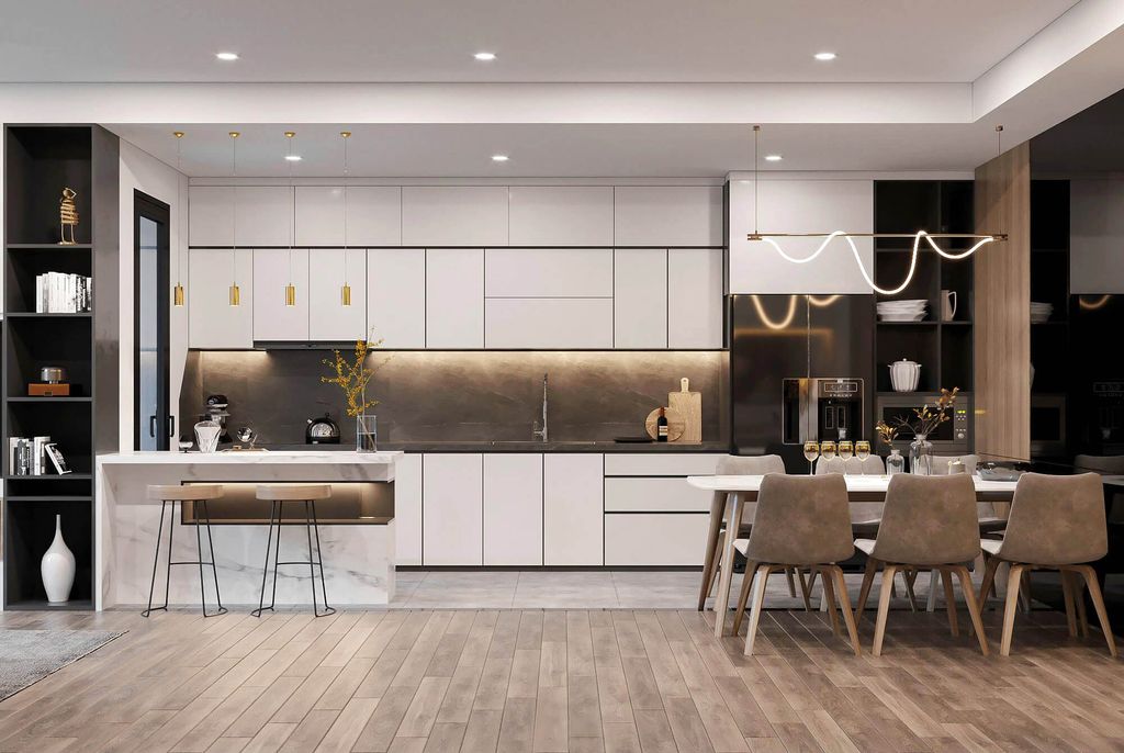 Phòng bếp, Phòng ăn - Căn hộ Celadon City (Nhà mẫu) - Phong cách Modern  | Space T