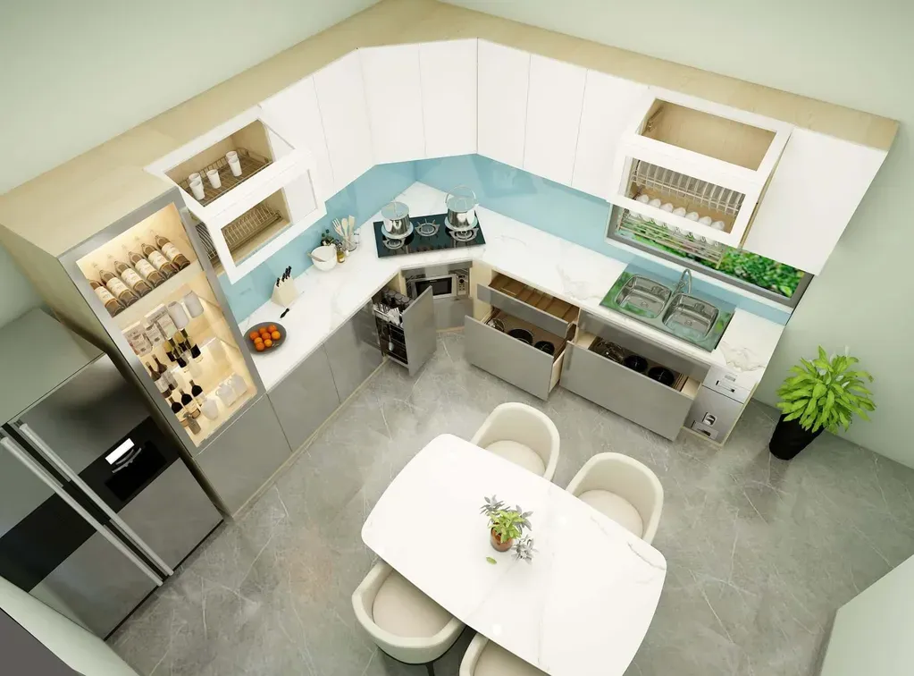 Phòng bếp, Phòng ăn - Nhà phố 220m2 tại Tây Ninh - Phong cách Modern | Space T
