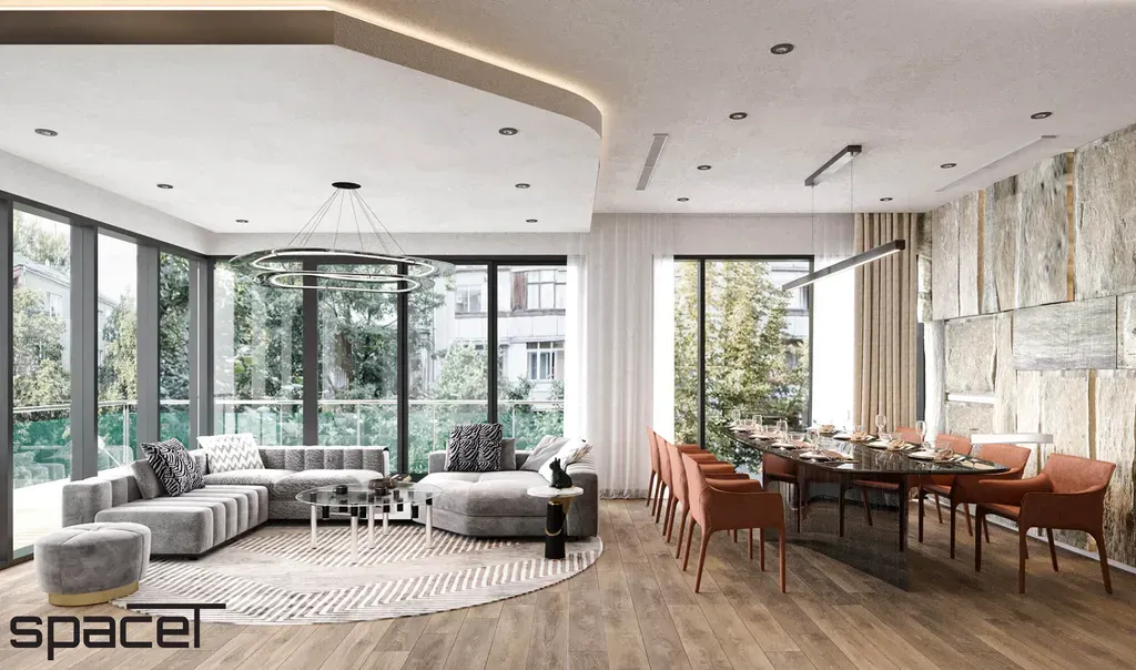 Phòng khách, Phòng ăn - Căn hộ Empire City Quận 2 - Phong cách Modern | Space T