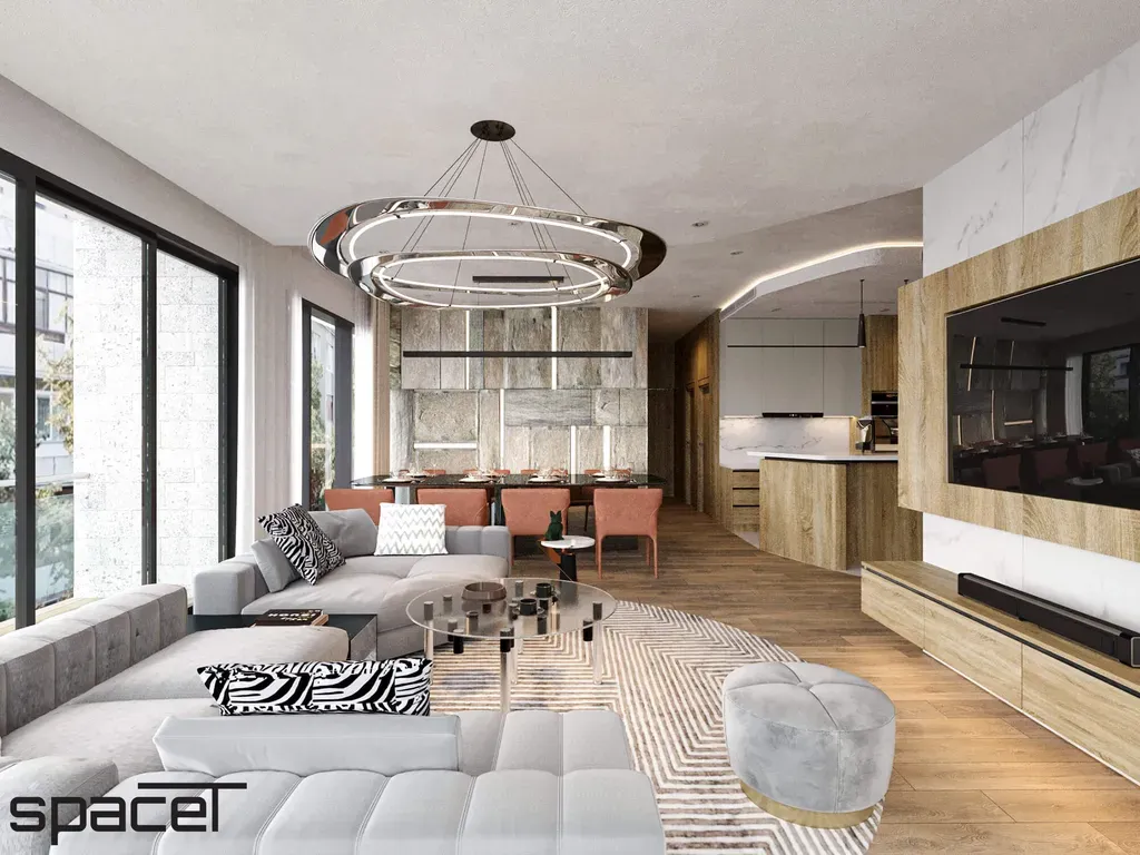 Phòng khách, Phòng ăn - Căn hộ Empire City Quận 2 - Phong cách Modern | Space T