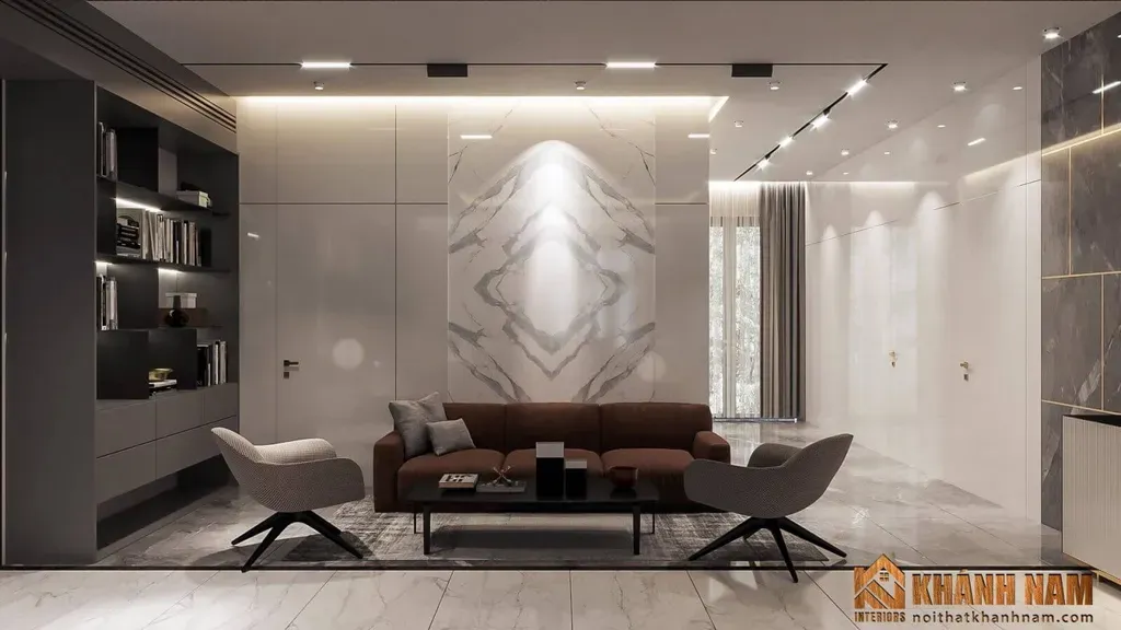 Phòng khách - Nhà phố 80m2 tại Thủ Đức - Phong cách Modern | Space T