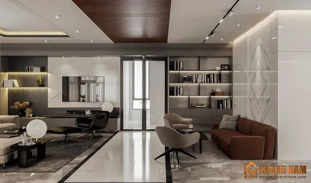 Phòng khách - Nhà phố 80m2 tại Thủ Đức - Phong cách Modern | Space T