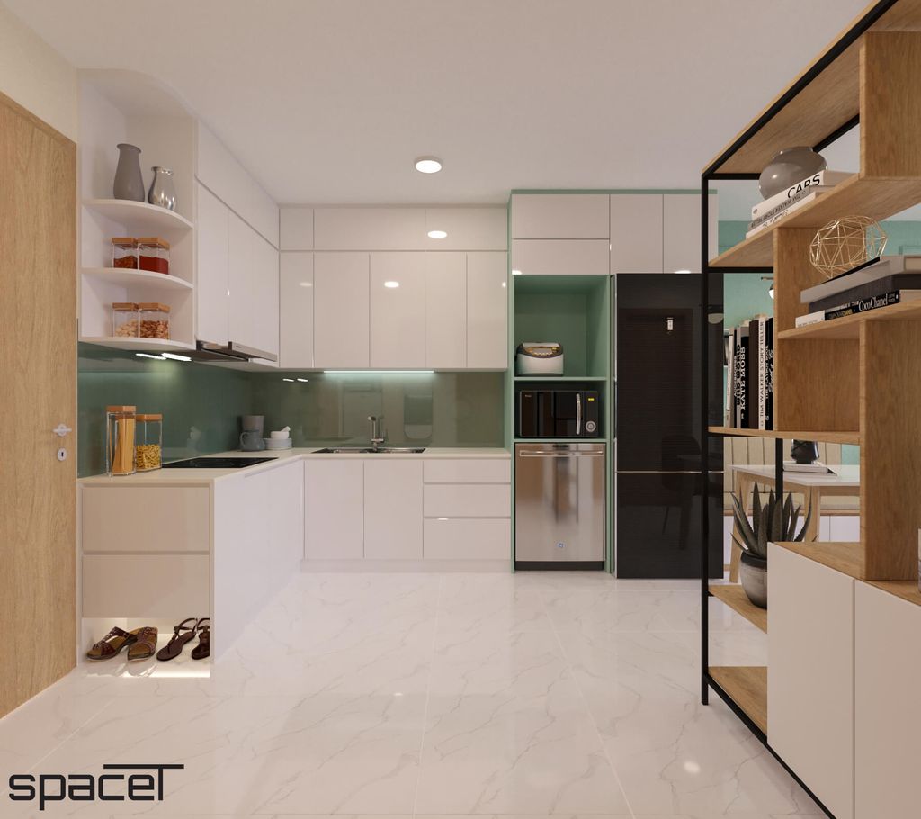 Phòng bếp, Lối vào - Căn hộ An Gia Riverside - Phong cách Modern  | Space T