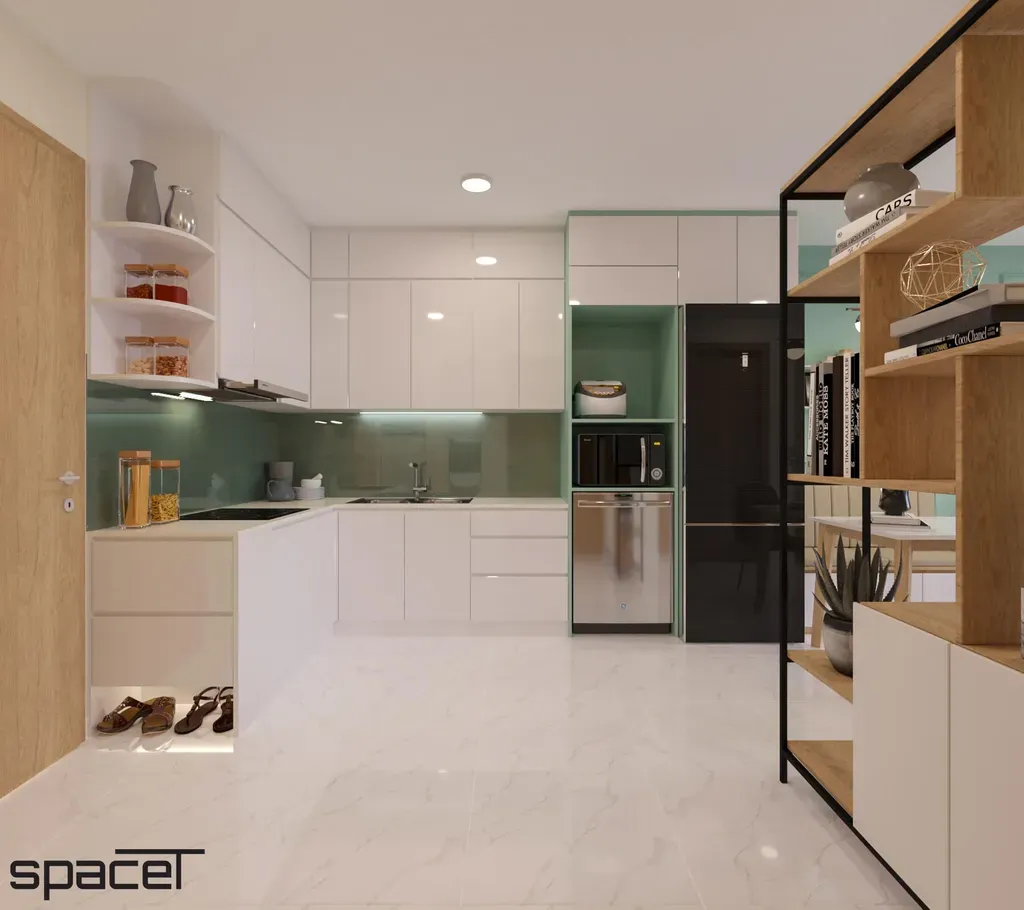 Phòng bếp, Lối vào - Căn hộ An Gia Riverside - Phong cách Modern | Space T