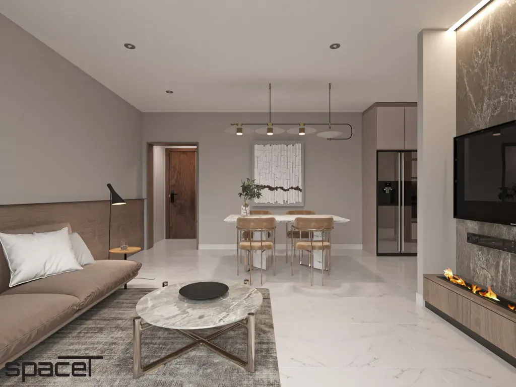 Phòng khách, Phòng ăn - Căn hộ Precia Quận 2 - Phong cách Modern | Space T