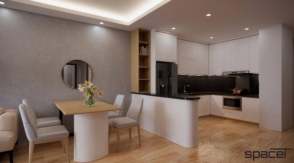Phòng bếp, Phòng ăn - Căn hộ Orient Apartment Quận 4 - Phong cách Modern  | Space T