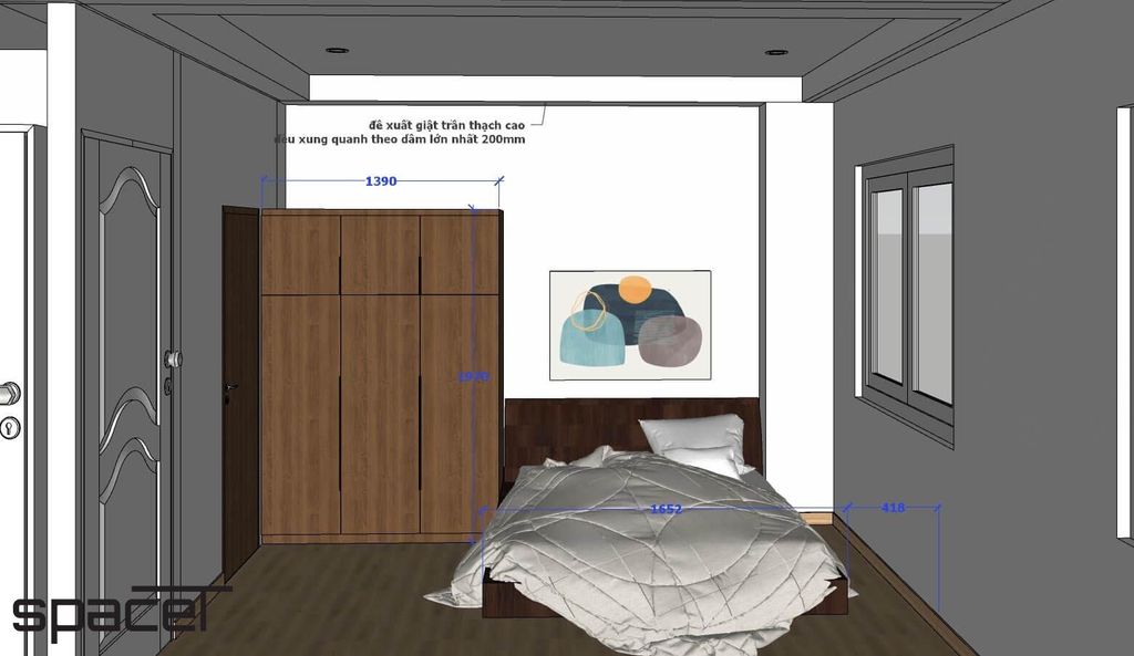 Phòng ngủ - SketchUp Nội thất Căn hộ chung cư Minh Thành Quận 7  | Space T