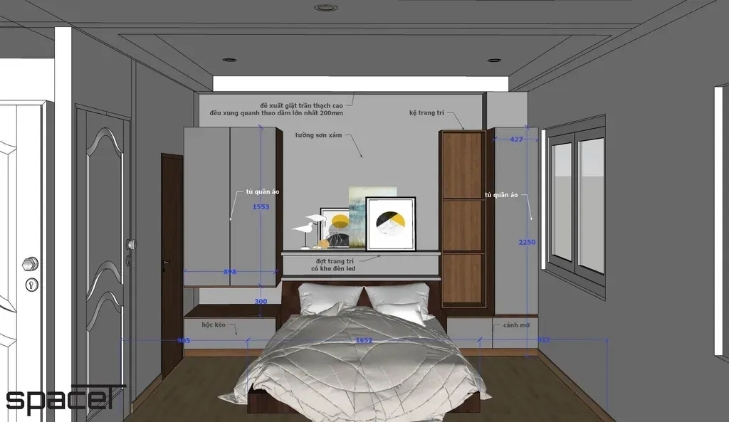 Phòng ngủ - SketchUp Nội thất Căn hộ chung cư Minh Thành Quận 7 | Space T