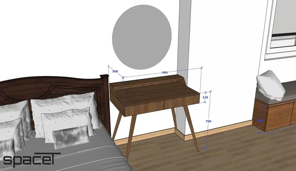 Phòng ngủ - SketchUp Nội thất Căn hộ chung cư Minh Thành Quận 7 | Space T