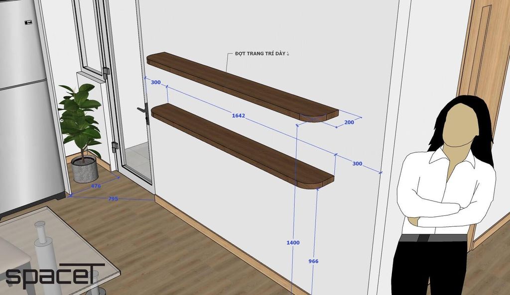 Phòng ăn - SketchUp Nội thất Căn hộ chung cư Minh Thành Quận 7  | Space T