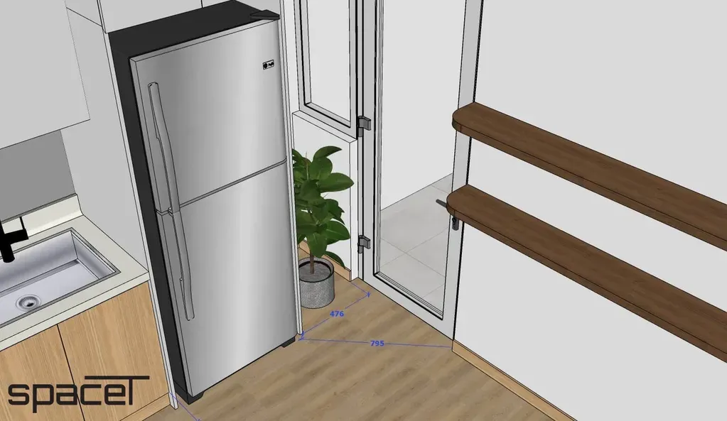 Phòng bếp - SketchUp Nội thất Căn hộ chung cư Minh Thành Quận 7 | Space T