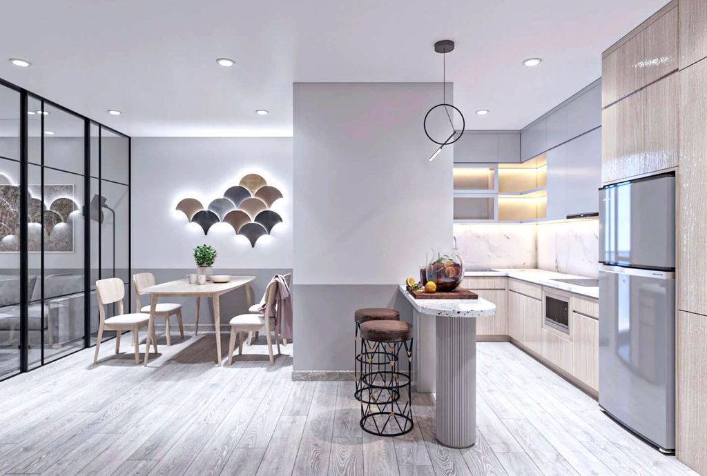 Phòng bếp, Phòng ăn - Căn hộ 1PN Midtown Quận 7 - Phong cách Modern  | Space T