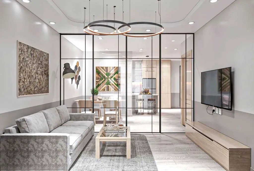 Phòng khách - Căn hộ 1PN Midtown Quận 7 - Phong cách Modern | Space T