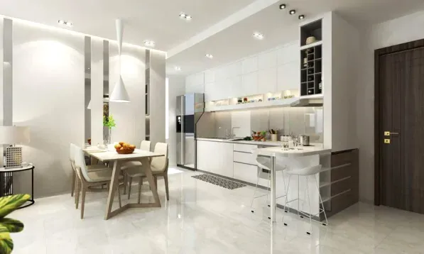 Phòng bếp, Phòng ăn - Căn hộ 58m2 Vinhomes Grand Park - Phong cách Modern | Space T