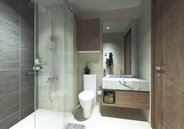 Phòng tắm - Căn hộ 58m2 Vinhomes Grand Park - Phong cách Modern  | Space T