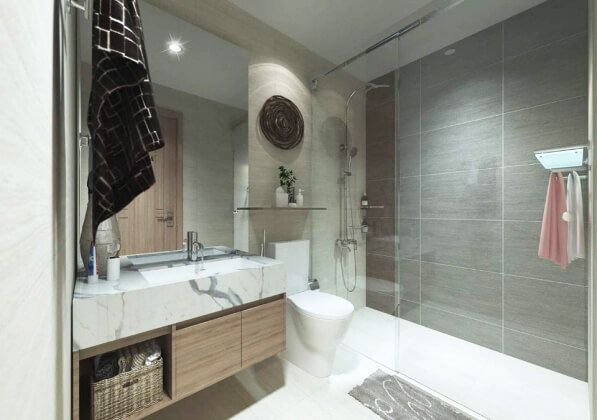 Phòng tắm - Căn hộ 58m2 Vinhomes Grand Park - Phong cách Modern  | Space T