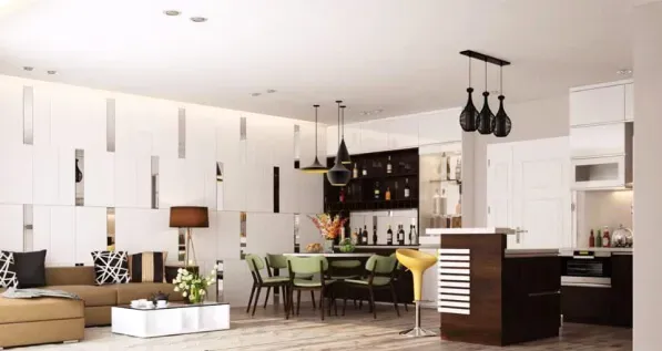 Phòng khách, Phòng bếp, Phòng ăn - Căn hộ Q7 Saigon Riverside - Phong cách Modern | Space T