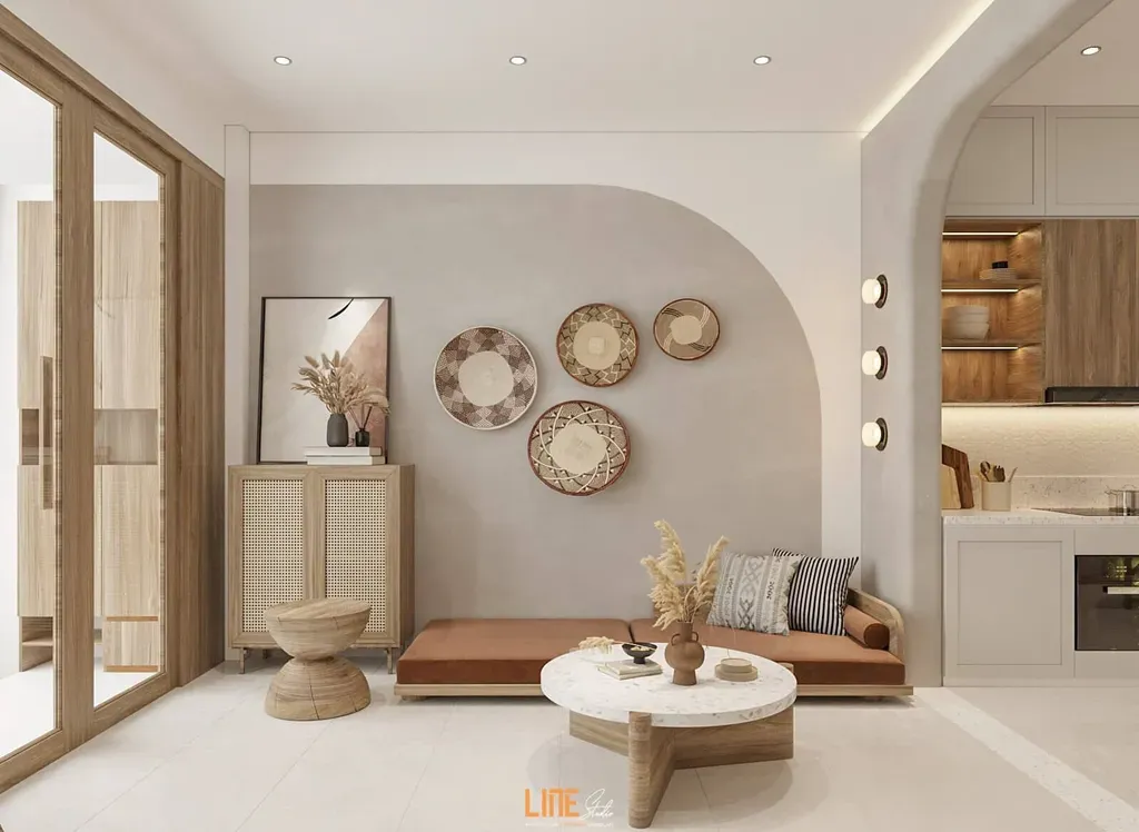 Phòng khách - Nhà phố Quận 9 - Phong cách Wabi Sabi + Country | Space T