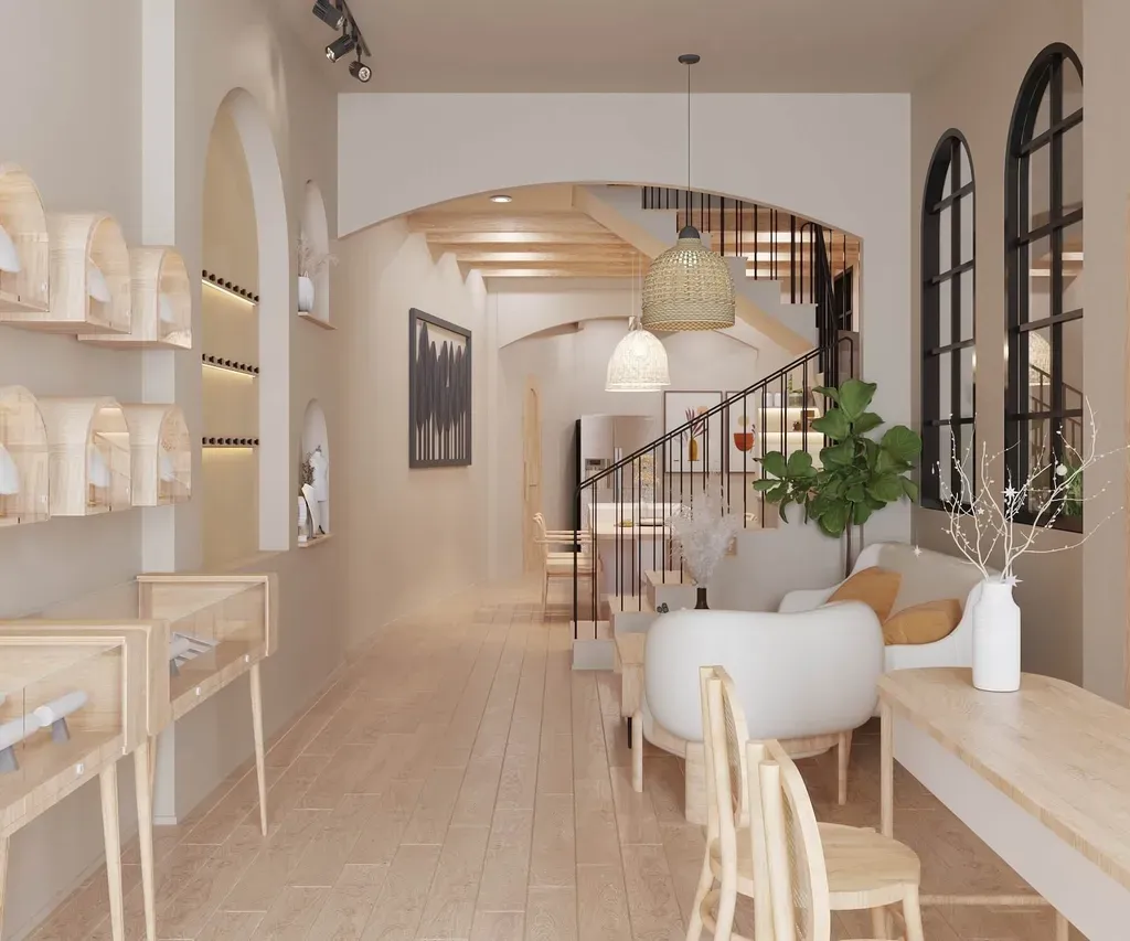 Phòng khách - Nhà phố Nguyễn Kiệm Gò Vấp - Phong cách Wabi Sabi | Space T