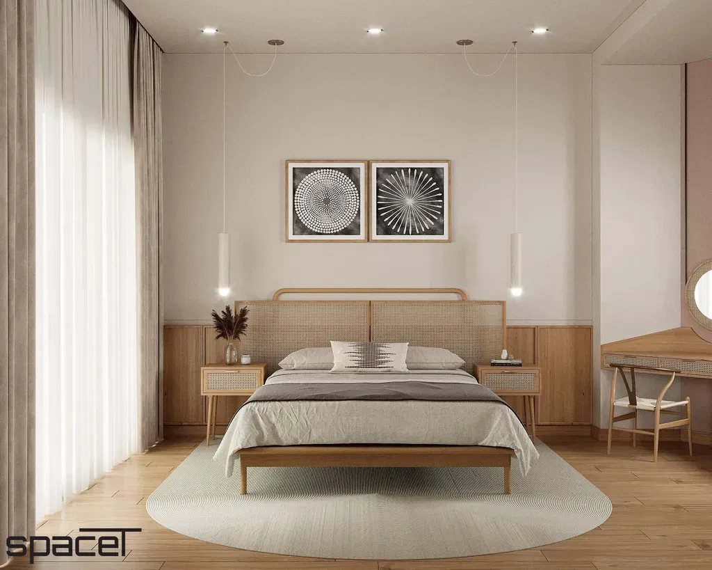 Phòng ngủ - Phòng ngủ Nhà phố Bình Thạnh - Phong cách Wabi Sabi | Space T