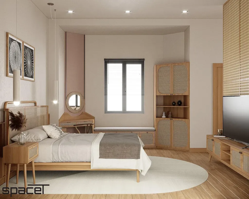 Phòng ngủ - Phòng ngủ Nhà phố Bình Thạnh - Phong cách Wabi Sabi | Space T