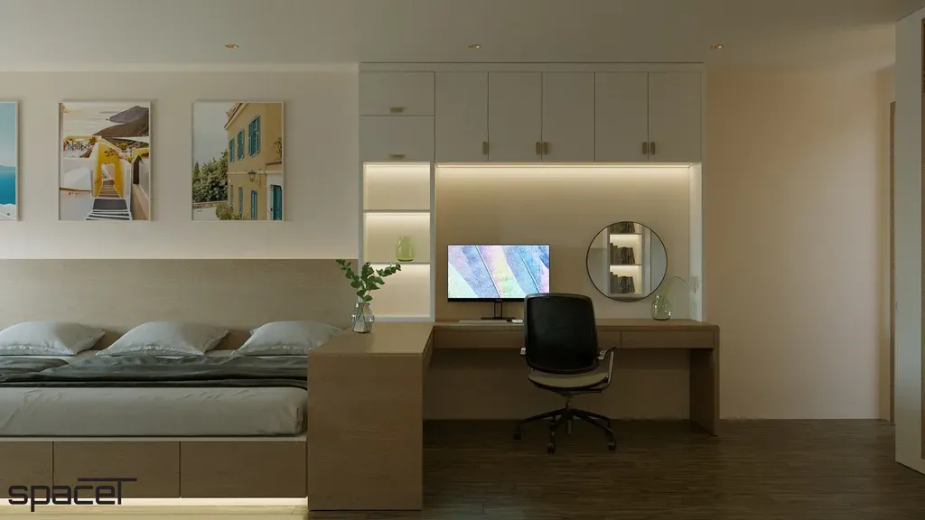 Phòng ngủ, Phòng làm việc - Nhà phố tại Quận 10 - Phong cách Modern | Space T