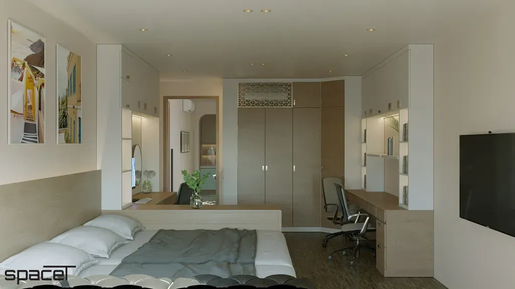 Phòng ngủ, Phòng làm việc - Nhà phố tại Quận 10 - Phong cách Modern | Space T