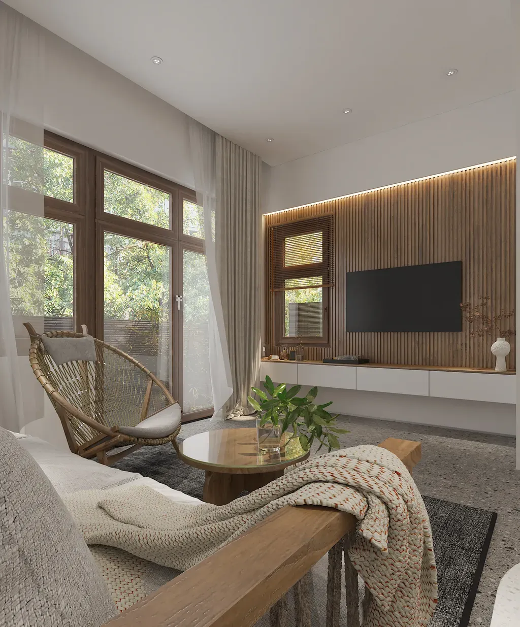 Phòng khách - Nhà phố gạch đỏ Bà Rịa - Vũng Tàu - Phong cách Modern | Space T