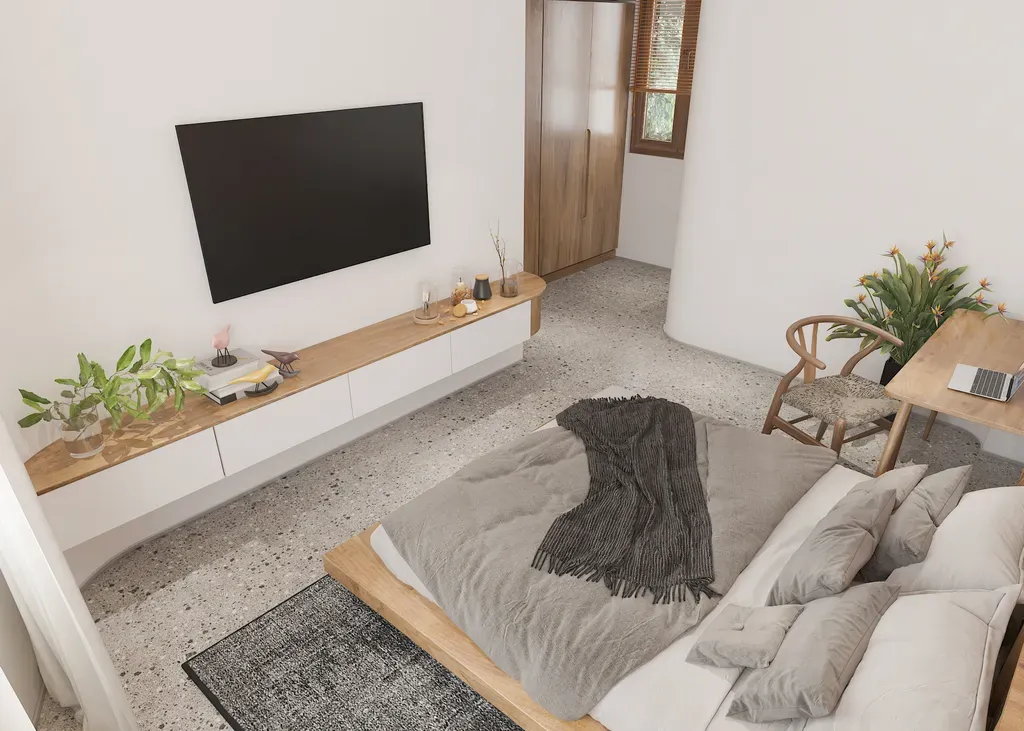 Phòng ngủ - Nhà phố gạch đỏ Bà Rịa - Vũng Tàu - Phong cách Modern | Space T