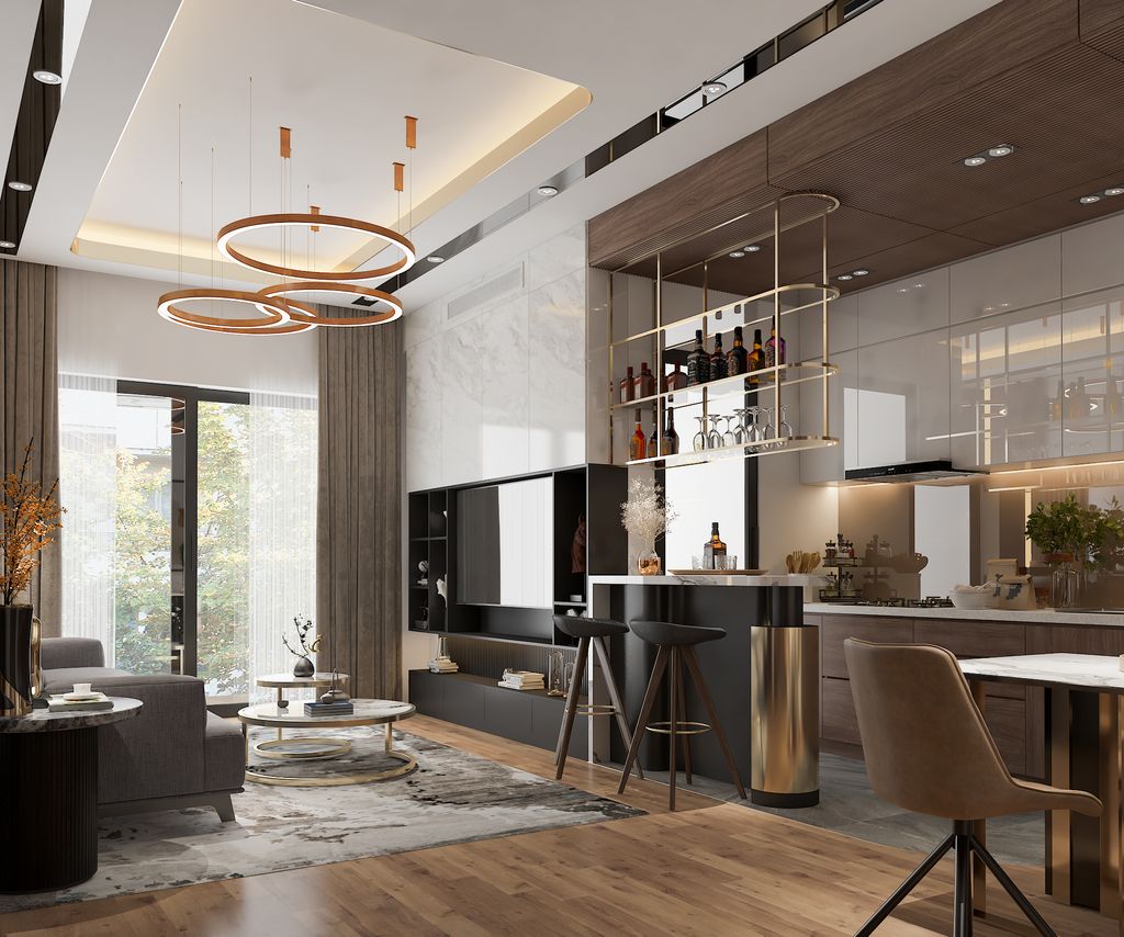 Phòng khách, Phòng bếp - Căn hộ Sarimi Sala (Mẫu Phòng khách + Bếp) - Phong cách Modern  | Space T
