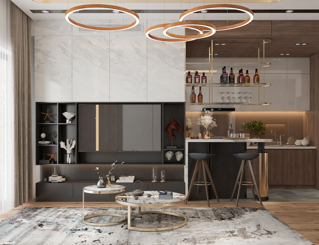 Phòng khách, Phòng bếp - Căn hộ Sarimi Sala (Mẫu Phòng khách + Bếp) - Phong cách Modern  | Space T