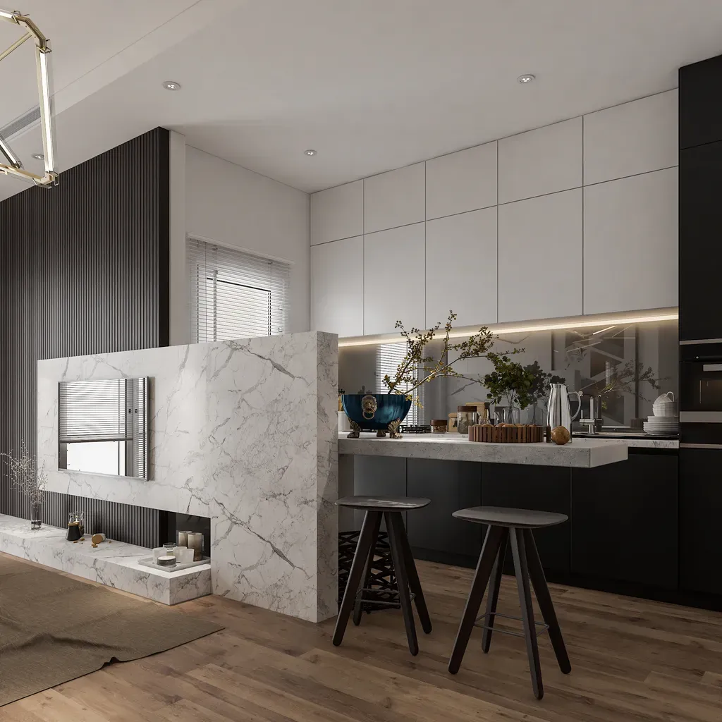 Phòng bếp, Phòng ăn - Căn hộ Sarimi Sala - Phong cách Modern | Space T