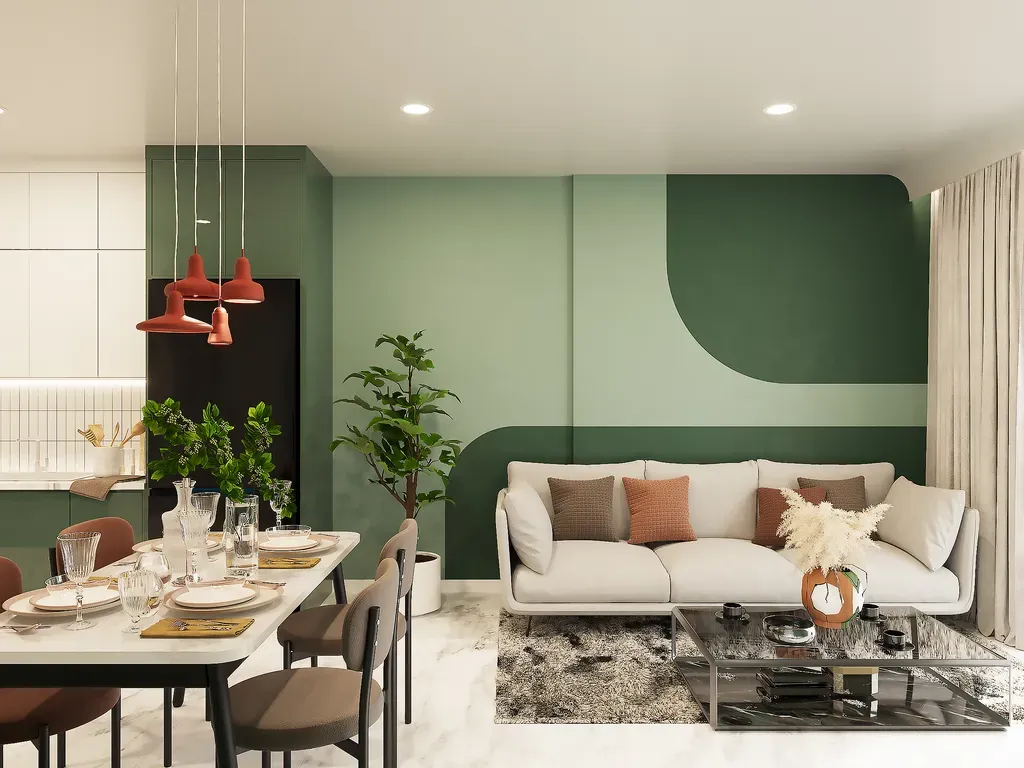 Phòng khách, Phòng ăn - Căn hộ The Origami (Nhà mẫu 60m2) - Phong cách Modern | Space T