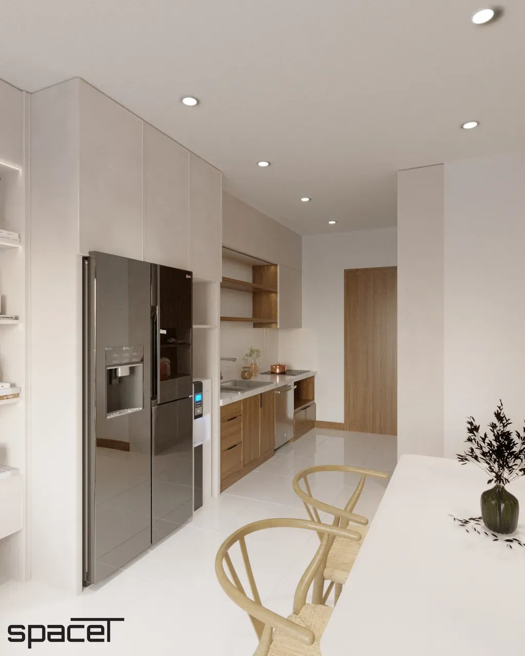 Phòng bếp - Căn hộ The Origami (Vinhomes Quận 9) - Phong cách Japandi | Space T