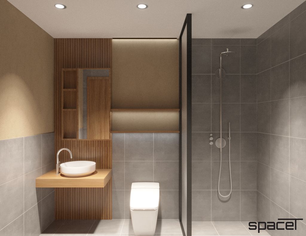 Phòng tắm - Căn hộ The Origami (Vinhomes Quận 9) - Phong cách Japandi  | Space T