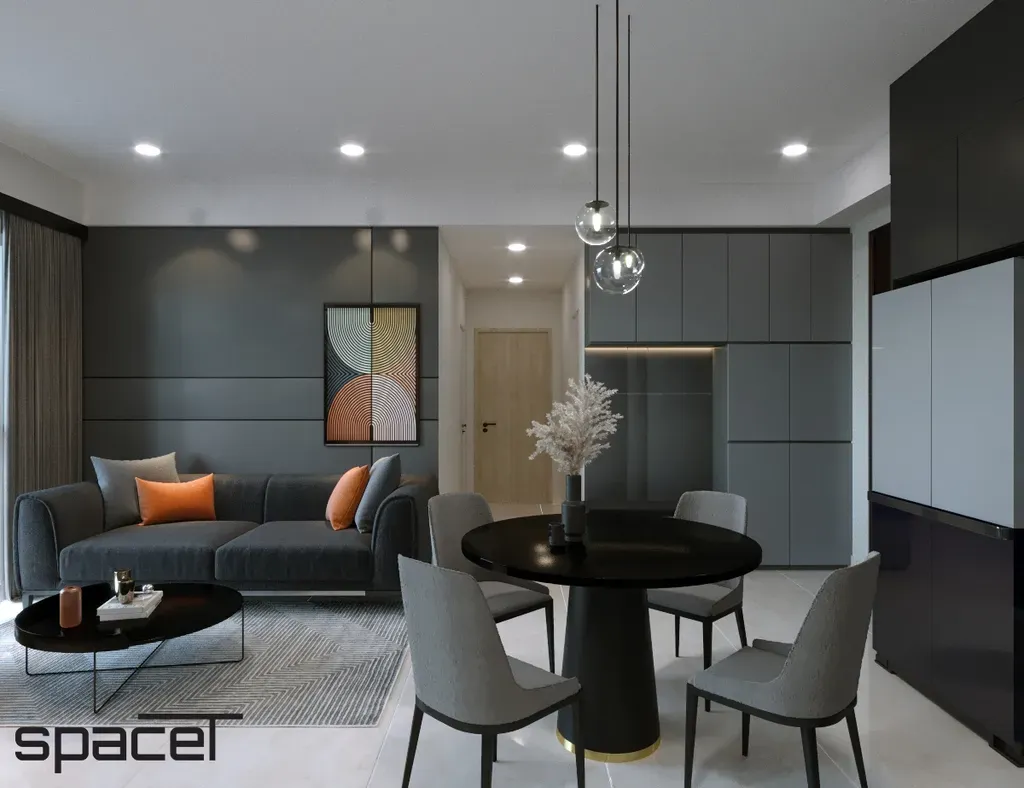 Phòng khách, Phòng ăn - Căn hộ The Ascentia Quận 7 - Phong cách Modern | Space T