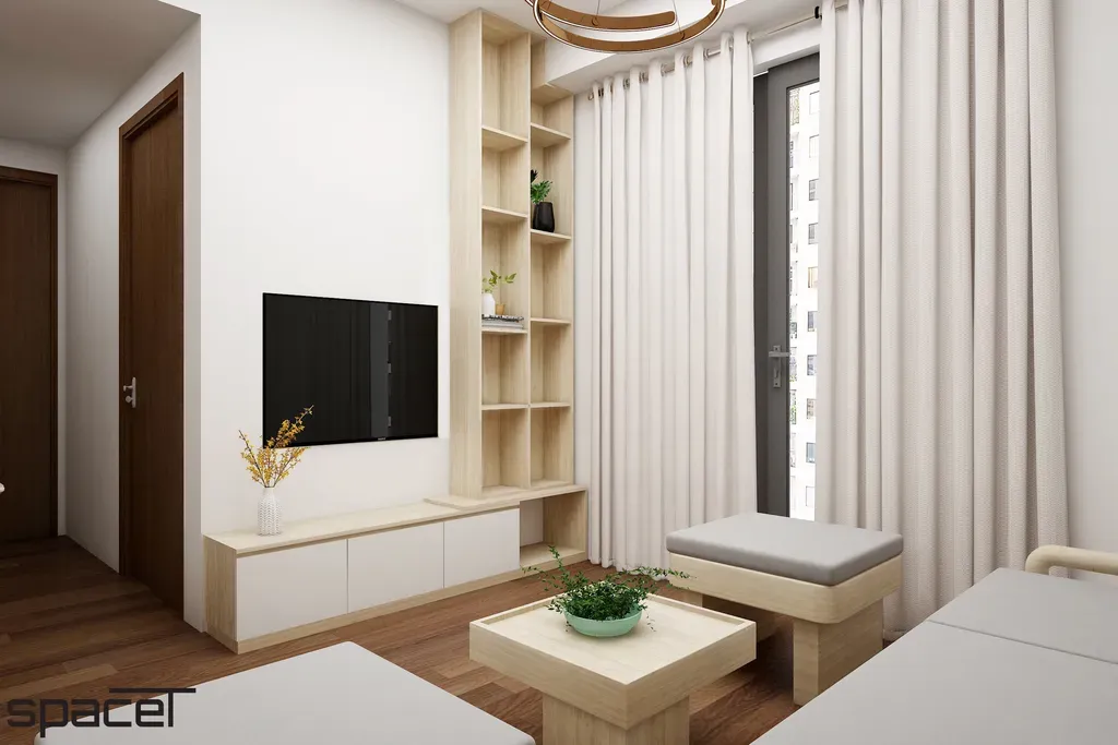 Phòng khách - Căn hộ Akari City 76m2 - Phong cách Japandi | Space T