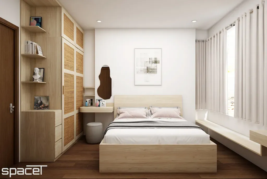 Phòng ngủ - Căn hộ Akari City 76m2 - Phong cách Japandi | Space T