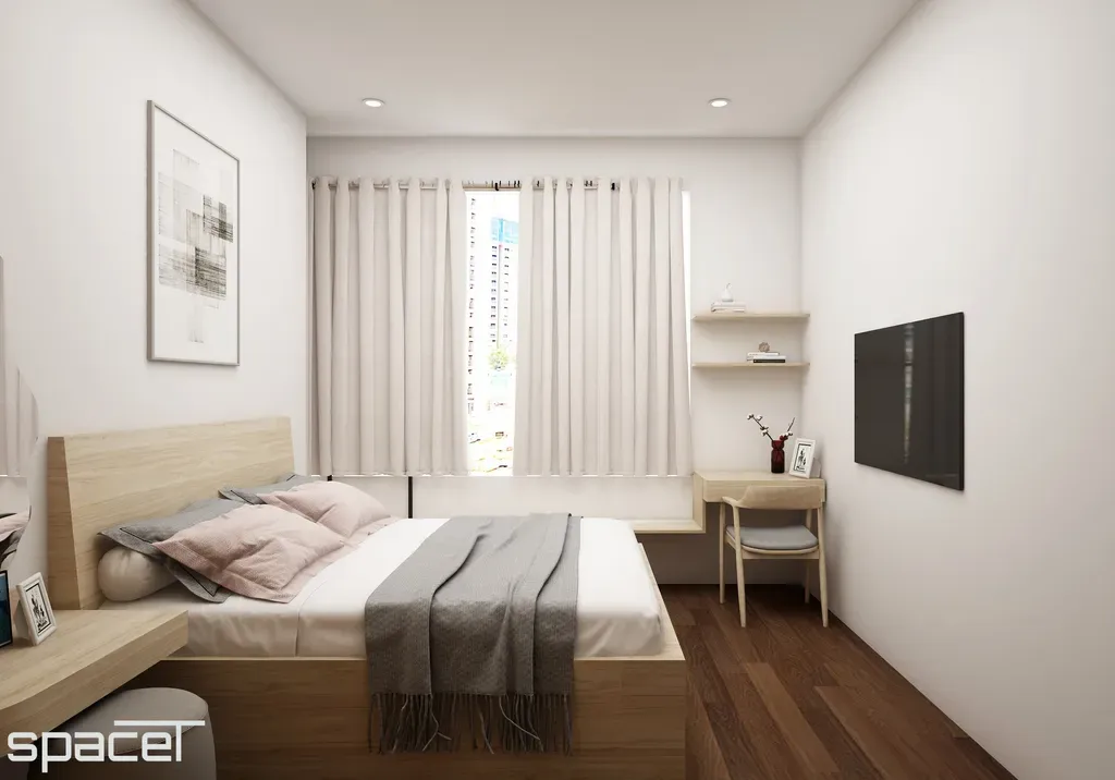Phòng ngủ - Căn hộ Akari City 76m2 - Phong cách Japandi | Space T