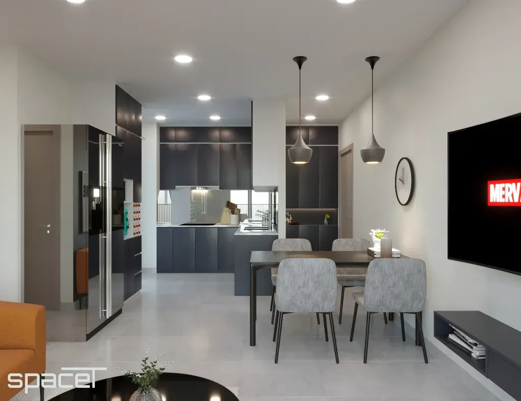 Phòng bếp, Phòng ăn - Căn hộ Dragon Hill Nhà Bè - Phong cách Modern | Space T