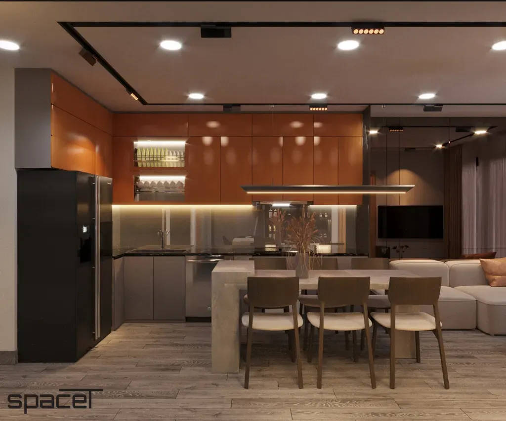 Phòng bếp, Phòng ăn - Căn hộ The Rainbow (Vinhomes Grand Park) - Phong cách Modern | Space T