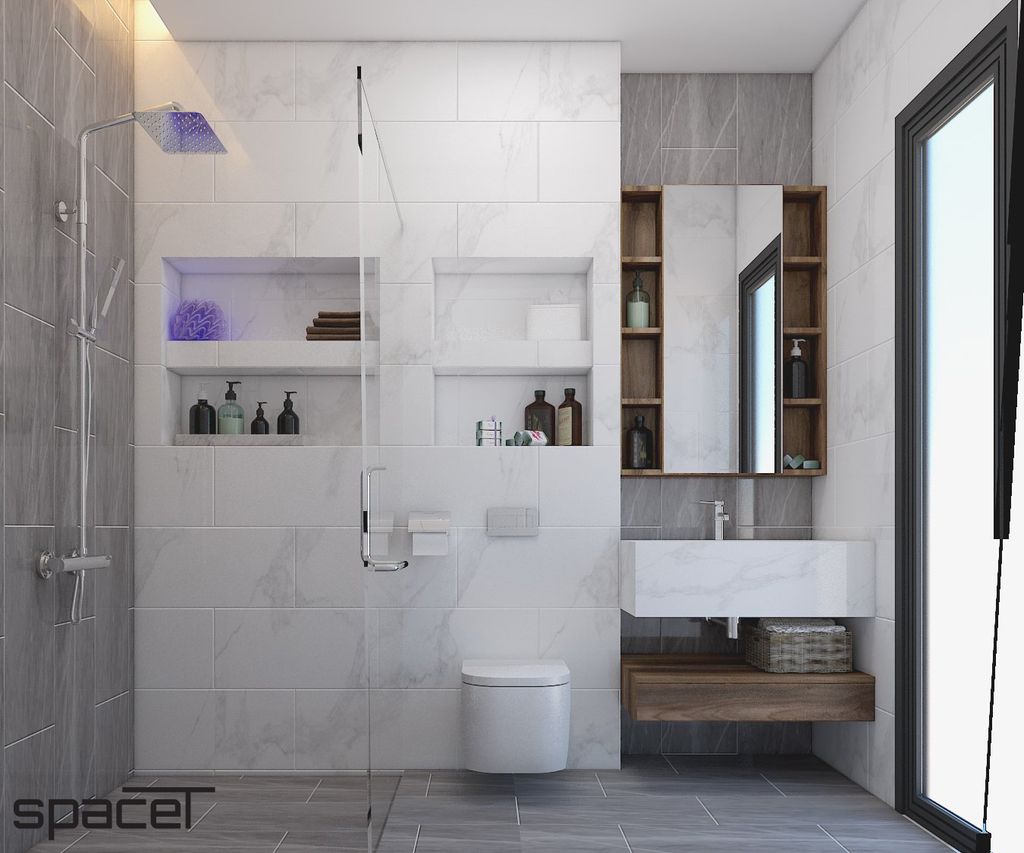 Phòng tắm - Nhà phố Quận 12 - Phong cách Modern + Minimalist  | Space T