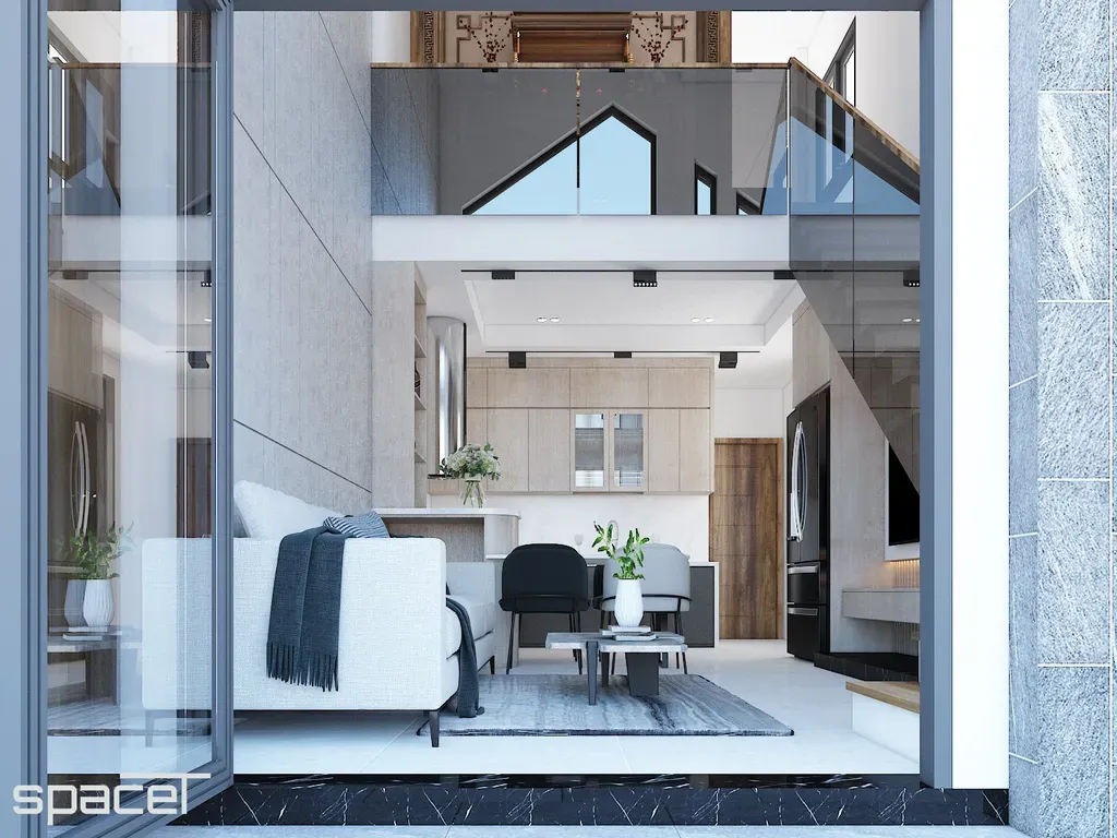 Phòng khách - Nhà phố Quận 12 - Phong cách Modern Minimalist | Space T