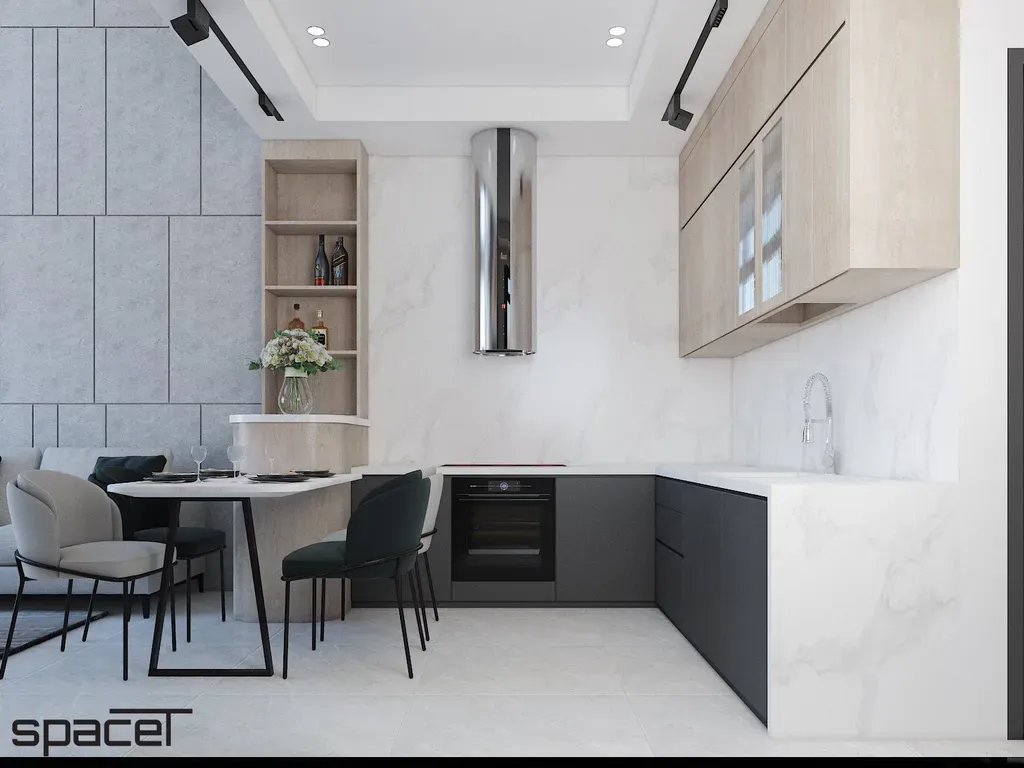 Phòng bếp, Phòng ăn - Nhà phố Quận 12 - Phong cách Modern Minimalist | Space T